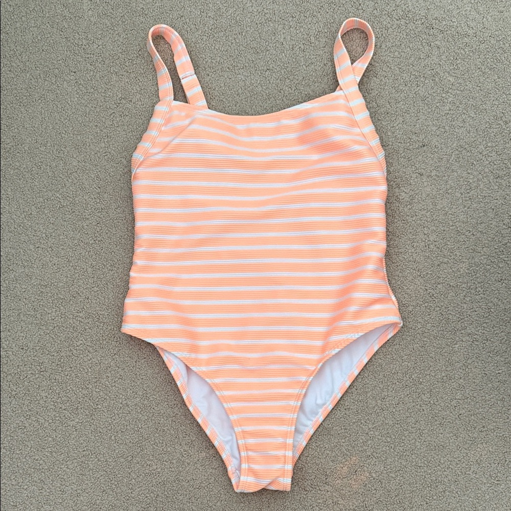 Xhilaration Peach and White Striped Women’s Swimsuit